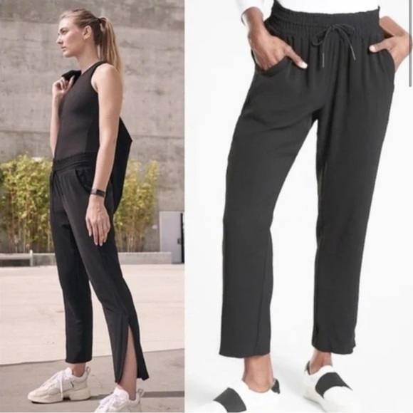 ATHLETA Metropolis Straight Leg Split Zipper Hem Primatwill Pant size 4 - Picture 1 of 6
